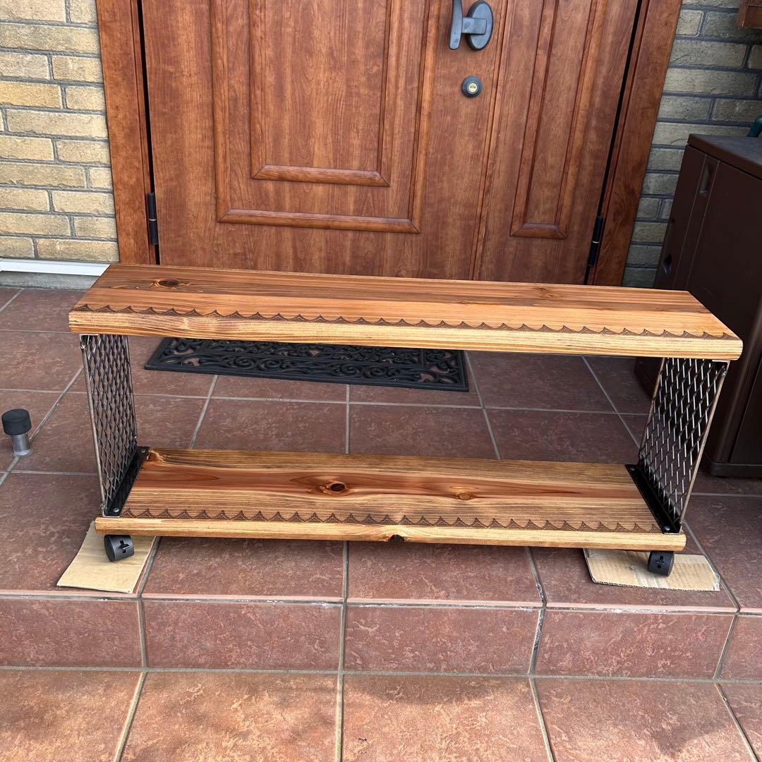 アイアンラック　2段アイアンラック　キャスター付き　シューズラック　テレビ台