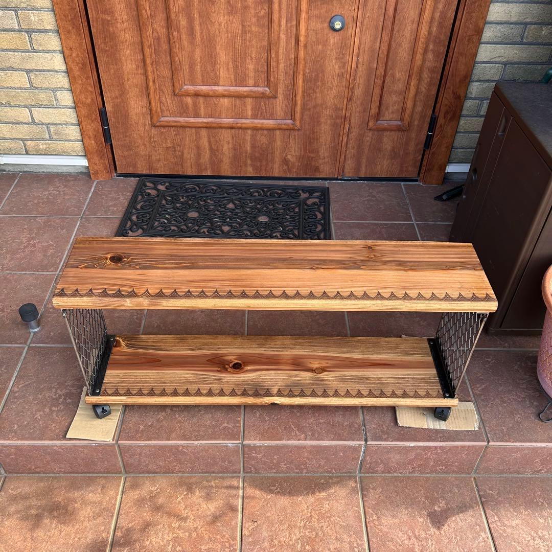 アイアンラック　2段アイアンラック　キャスター付き　シューズラック　テレビ台