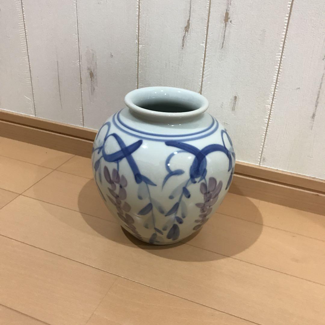 砥部焼 栖山窯 壺 H約32.0cm 花器 花挿し 花瓶