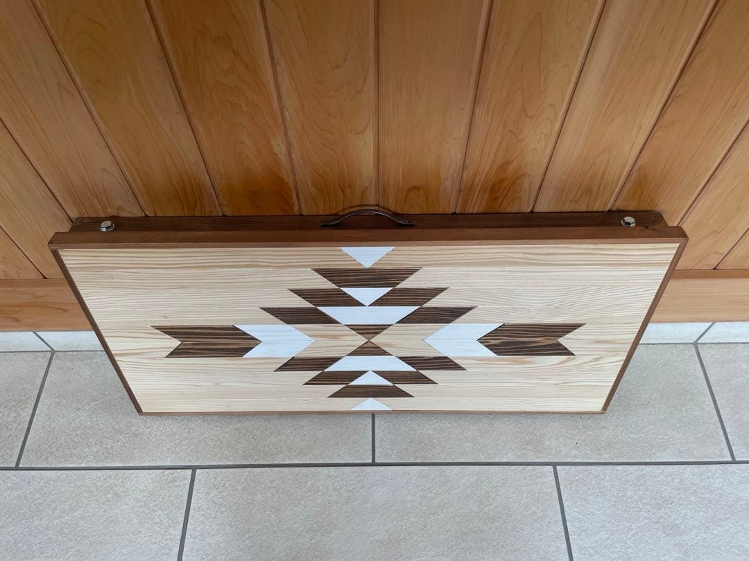 木製オルテガ柄テーブル　折りたたみ式