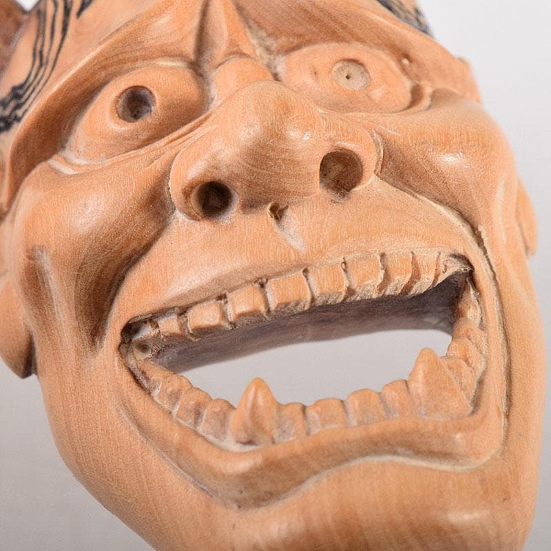 時代提げ物　木彫　面根付　能面　お面　般若面　C　7926