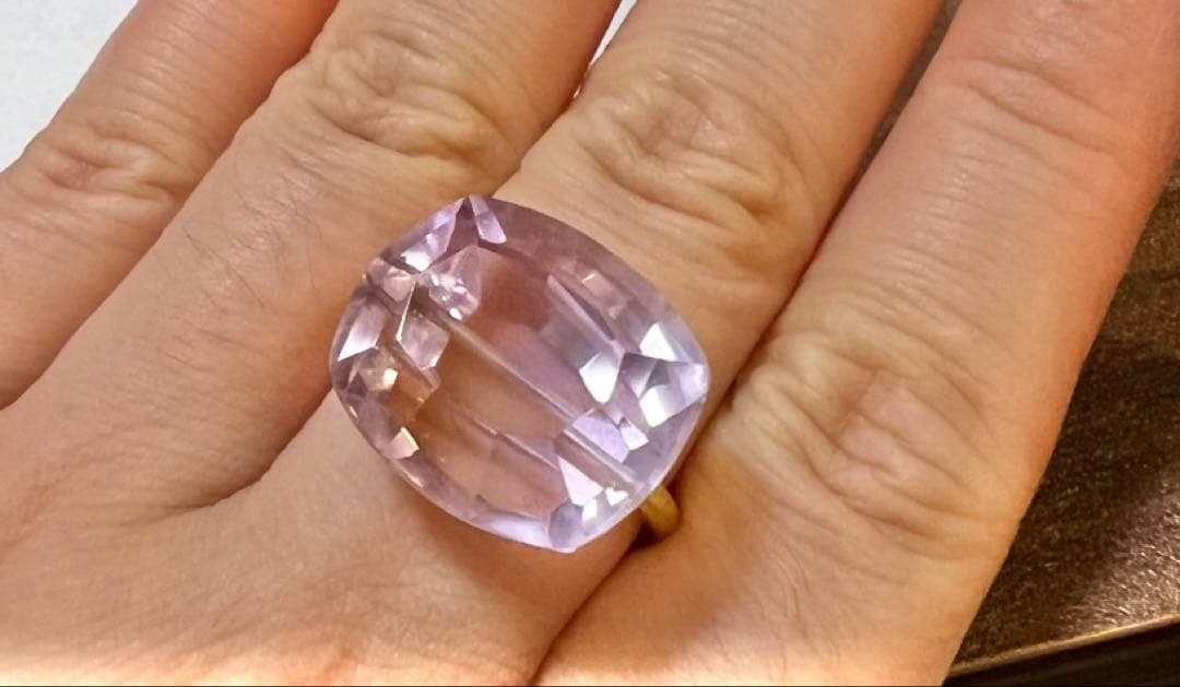 大粒❣️ピンクアメシストリングk10YG15号