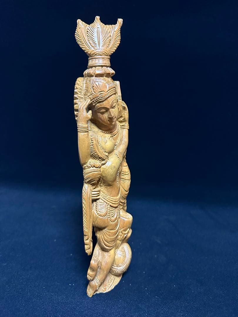 インド　白檀　弁財天　仏教美術　仏像 骨董 木像　木製　仏教　密教　置物