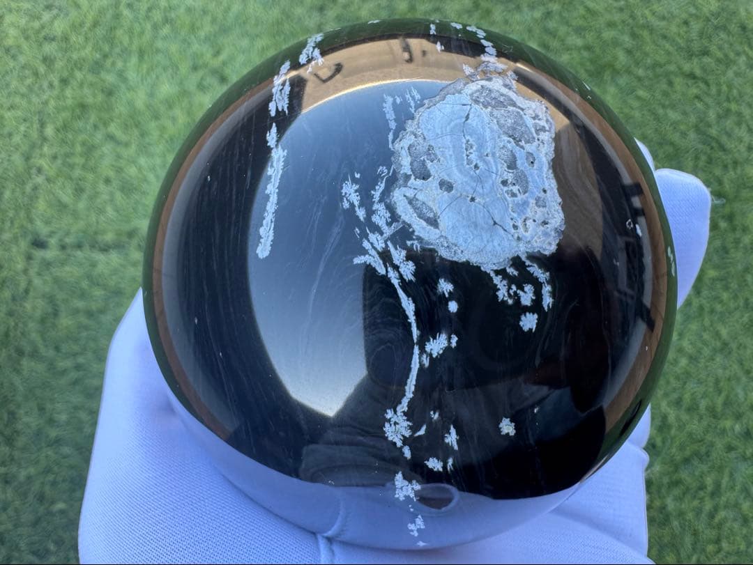 スノーフレーク オブシディアン 黒曜石 鑑賞石 天然石 水晶 紋様石 丸玉 黒玉