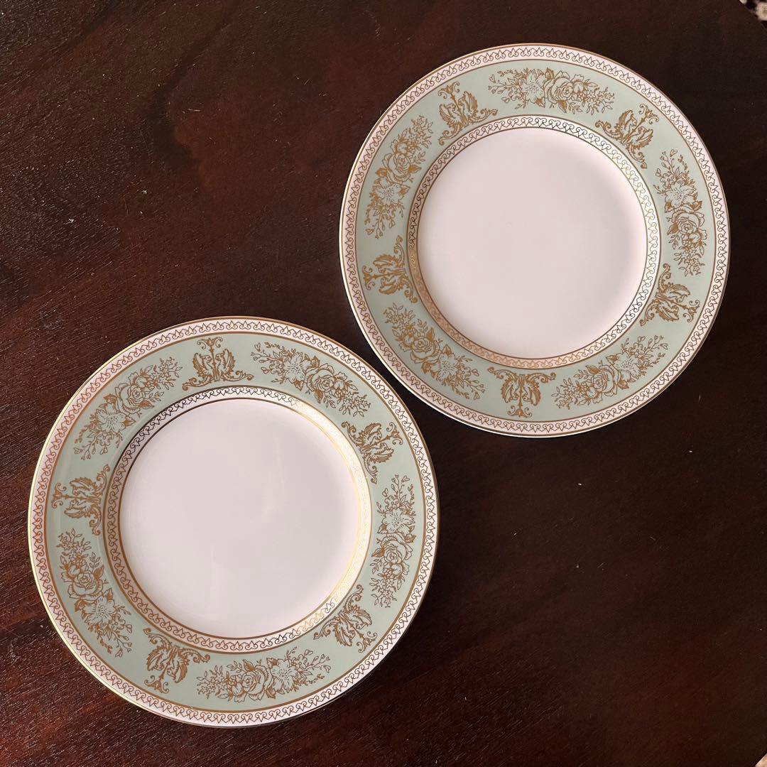 美品 ウェッジウッド コロンビアセージグリーン プレート 2枚セット