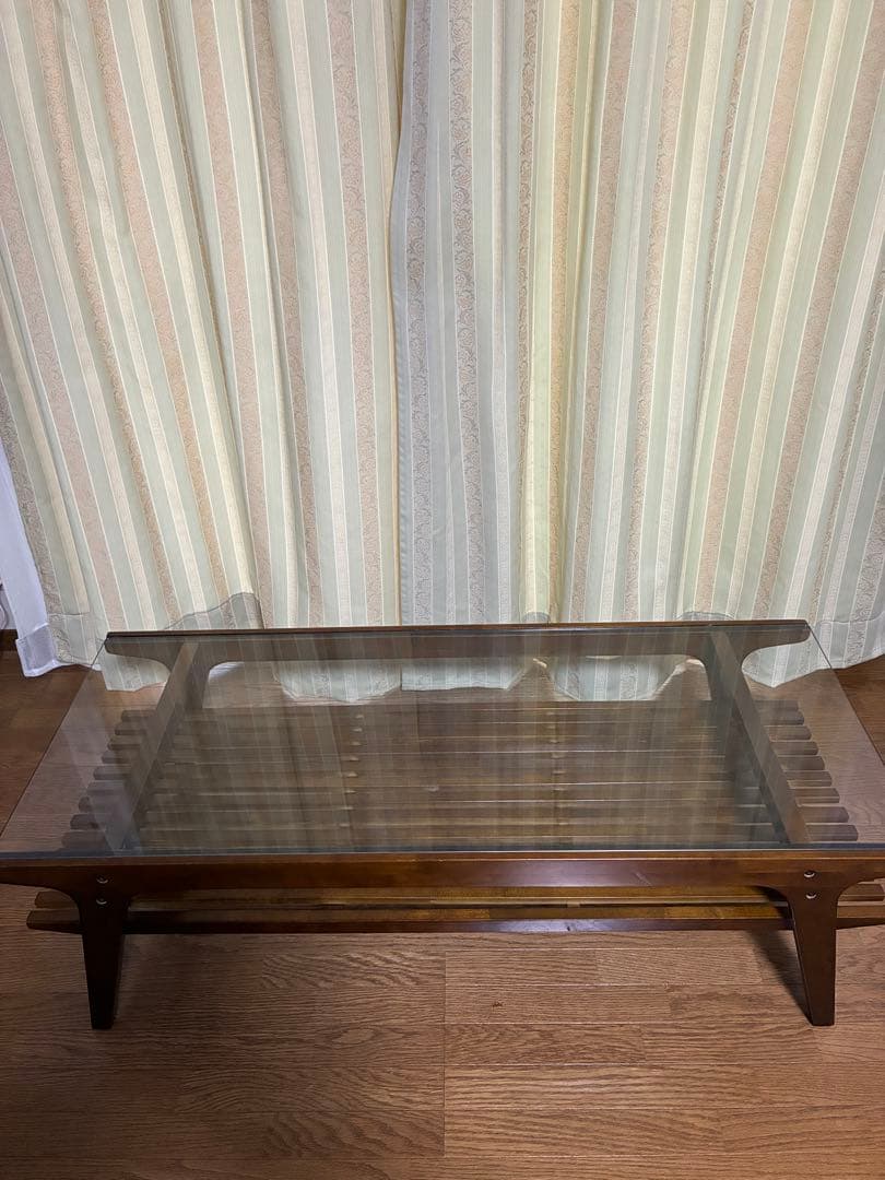 木製　ガラス　テーブル