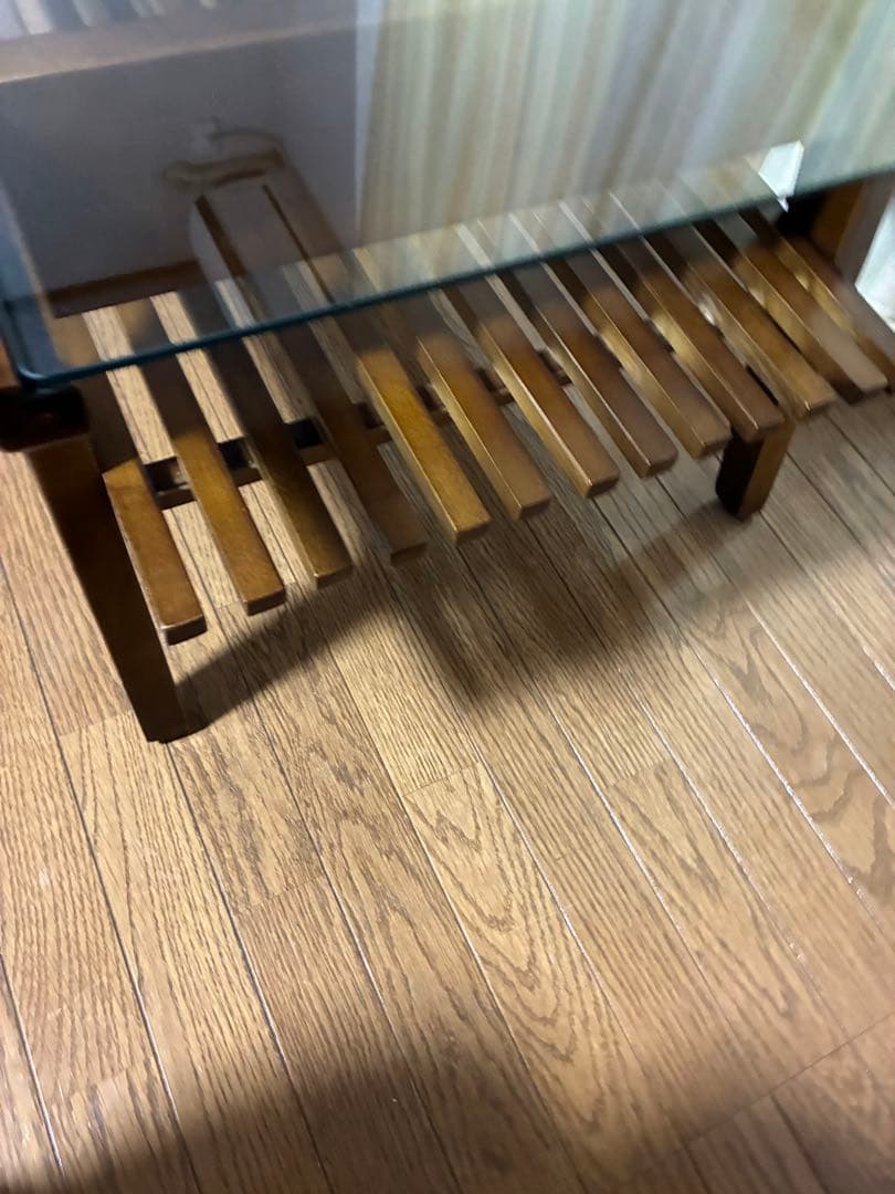 木製　ガラス　テーブル