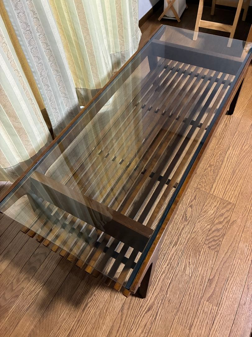 木製　ガラス　テーブル