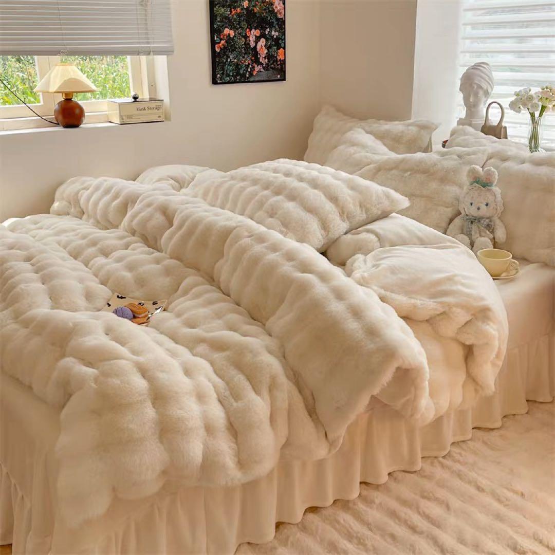 ホワイト フリース シングルカバーセット