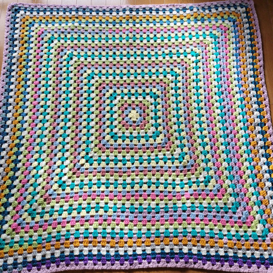ハンドメイド コタツカバー手編み マルチカバー ベッドカバー パステル