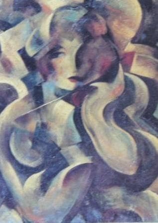 東郷青児、【パラソルをさせる女】、希少な額装用画集より、状態良好