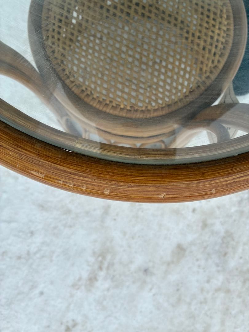 80s 昭和オールドラタン　籐家具　テーブル　北欧　藤テーブル　アンティーク