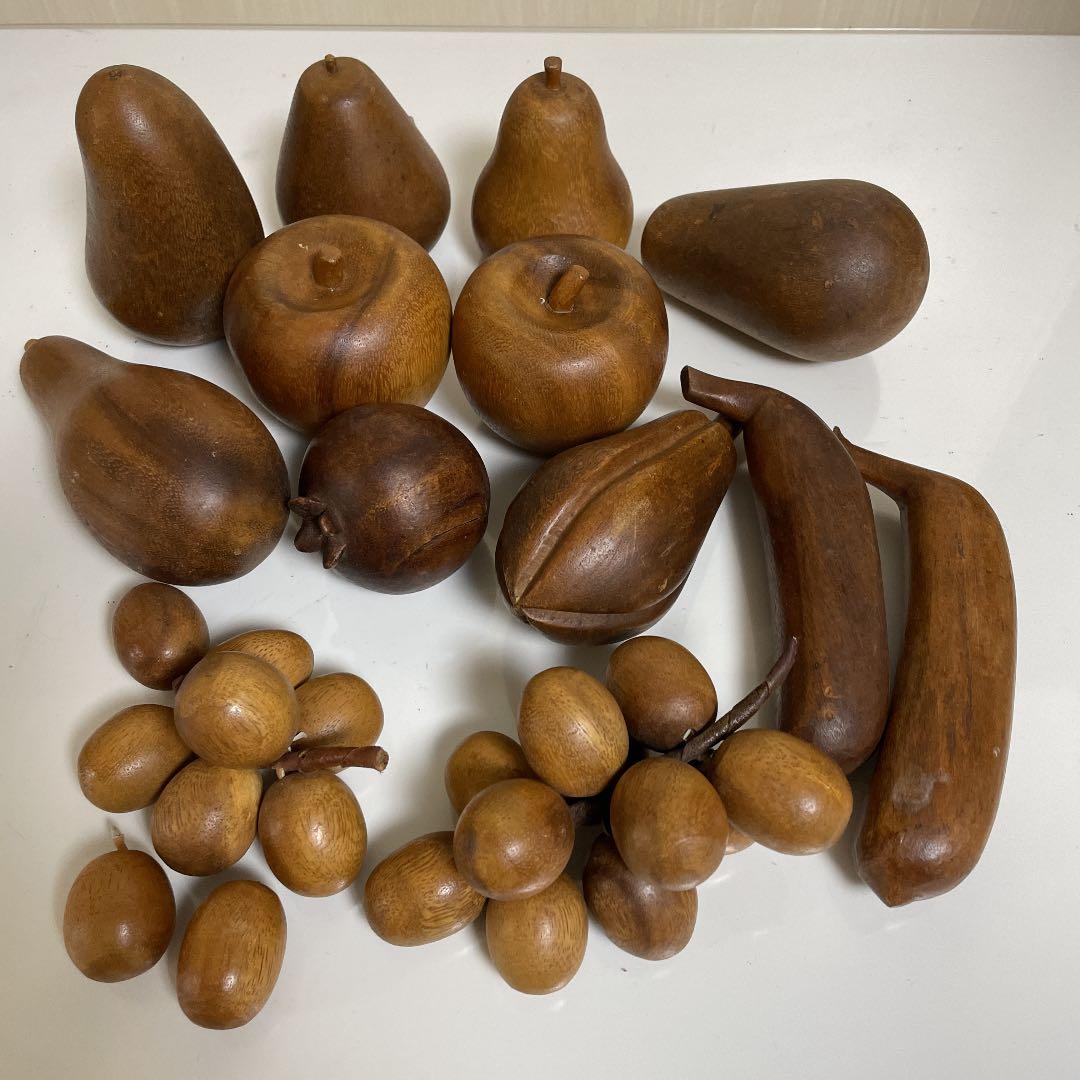 USA アンティーク　木製果物　13点　& 木製お皿