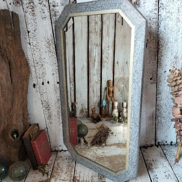 イタリア ヴィンテージ ウッドフレーム ウォールミラー 大型 木枠 壁掛け鏡