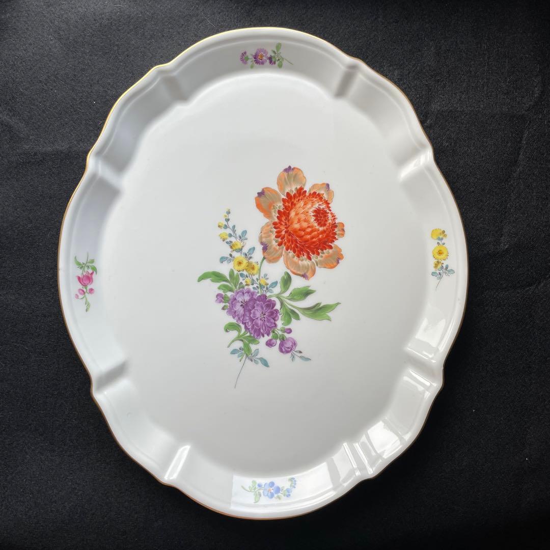 極美品マイセンmeissenオーバルプレート　ハンドペインティング　1級品