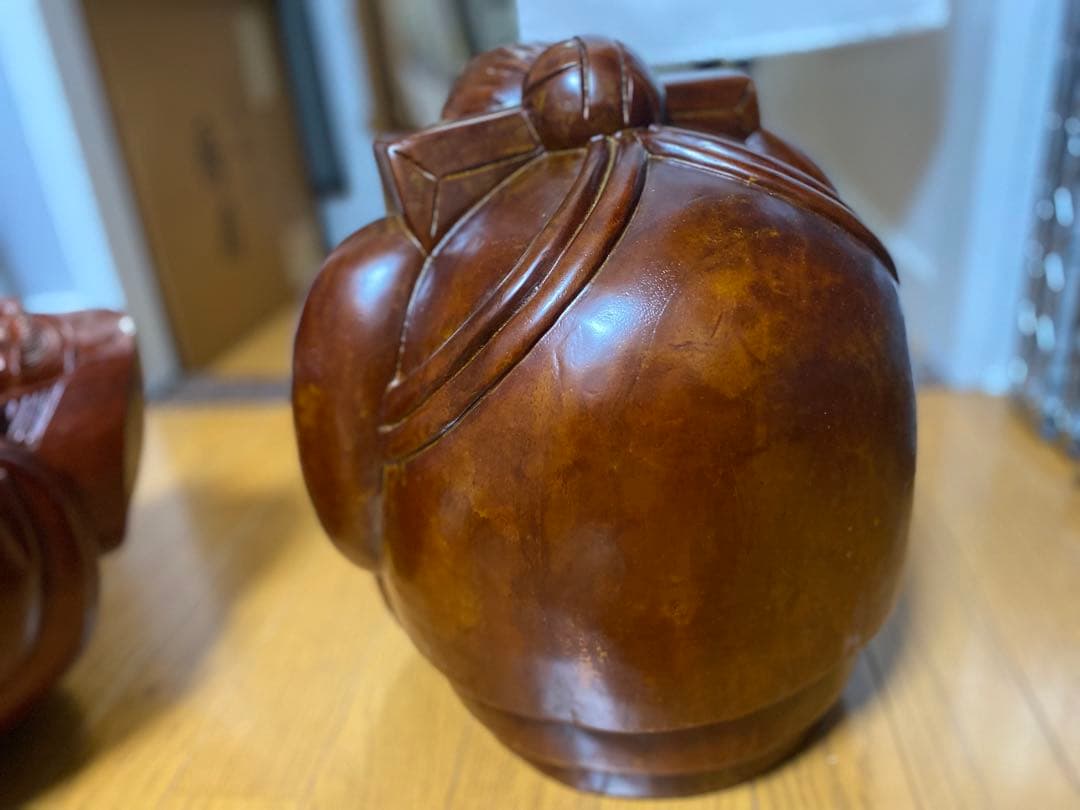 木彫り 大黒天 2体セット 高さ35cm 七福神 大型 置物 縁起物 重厚感