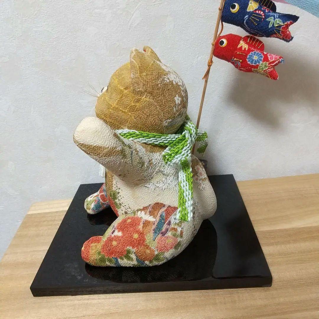 大猫　端午の節句 鯉のぼり ネコ　ねこ　ハンドメイド　手作り　縮緬　招き猫