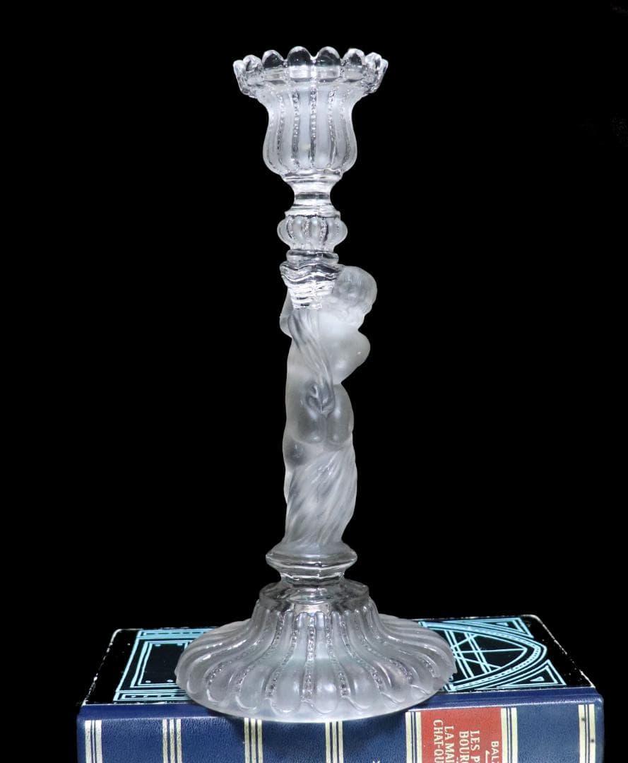 オールド・バカラ 珍品1878年頃 子供フロスト装飾大型キャンドルスタンド 置物
