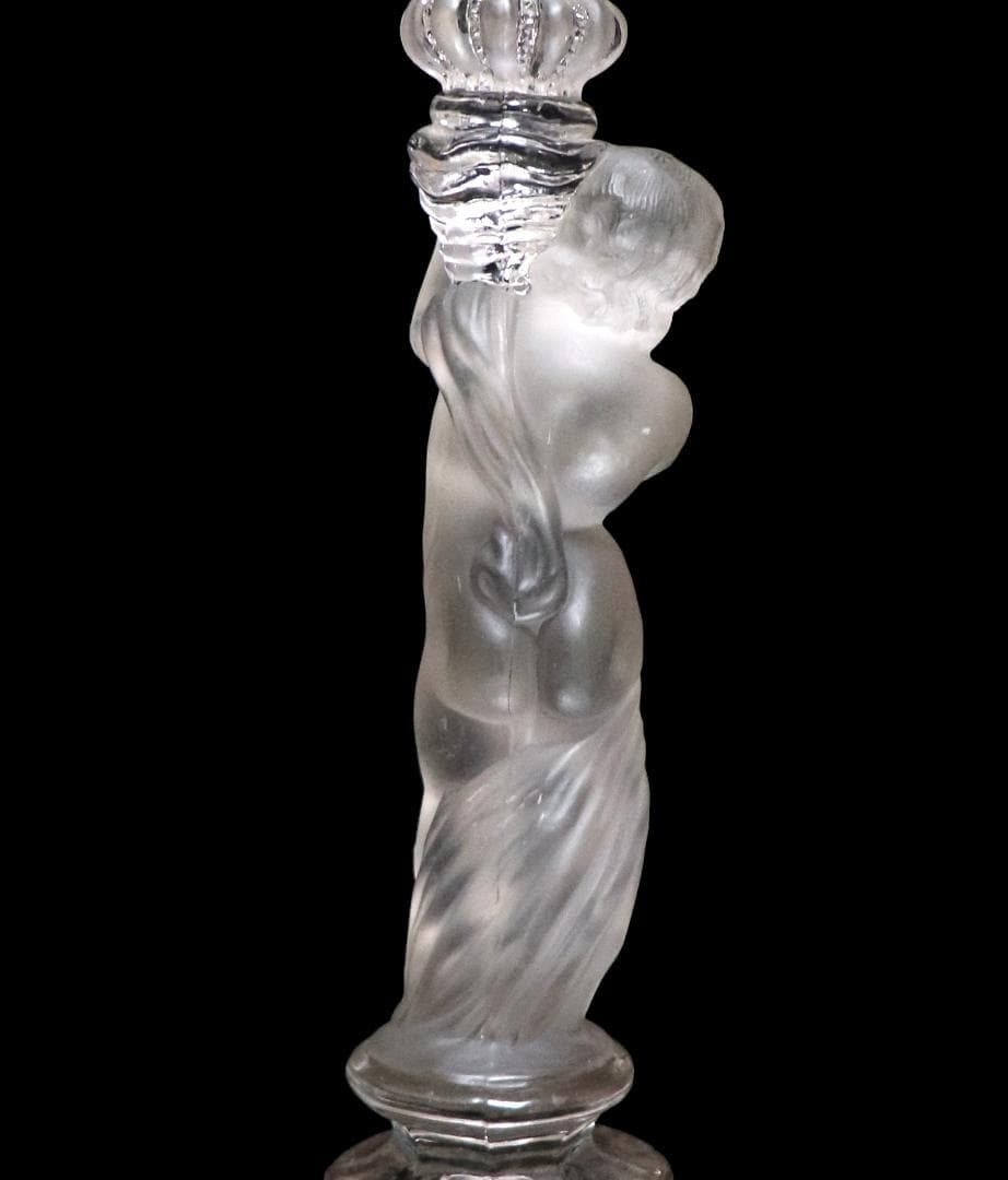 オールド・バカラ 珍品1878年頃 子供フロスト装飾大型キャンドルスタンド 置物