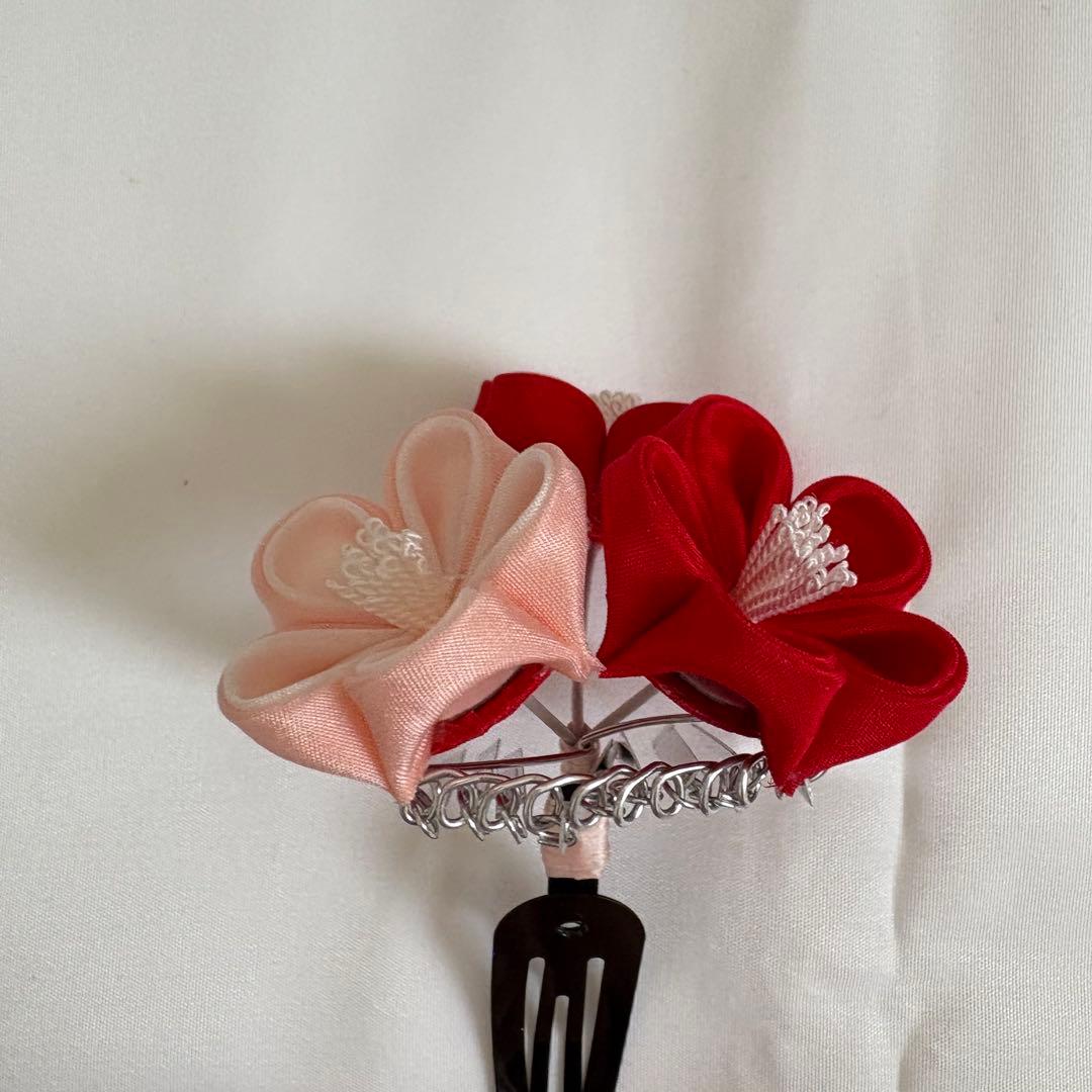 おはりばこ　八重梅　七五三 髪飾り 三歳　日本髪　つまみ細工