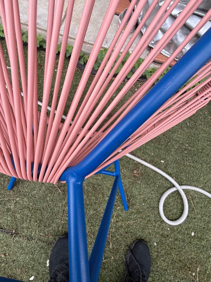 引取　引渡　廃盤 Francfranc ロータスパーソナルチェア ピンク×ブルー