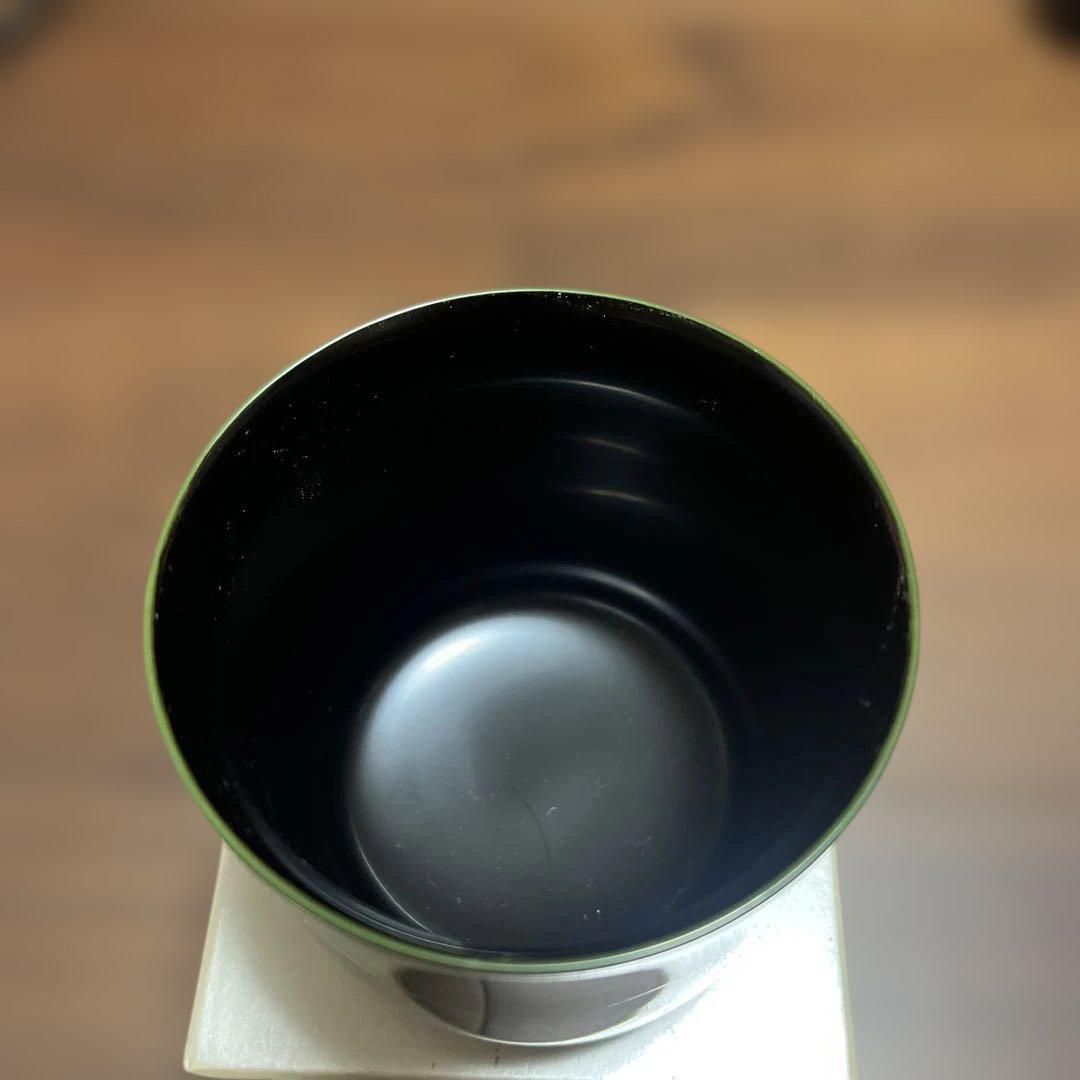 新品未使用◎輪島屋善仁　ホットカップ　波線蒔絵　緑　花ぬり