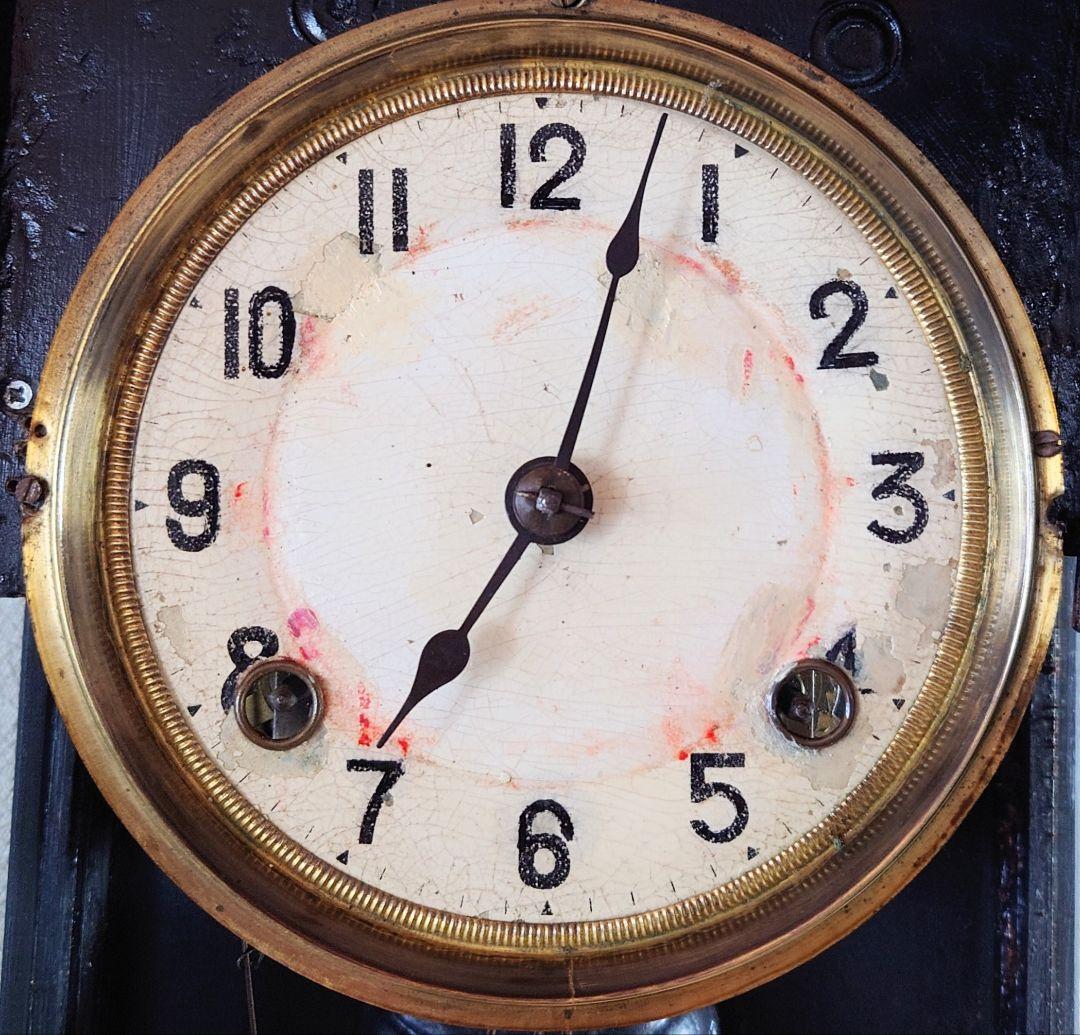 〈完動品〉精工舎　黒柿　装飾スリゲルゼンマイ振り子時計 アンティーク古時計