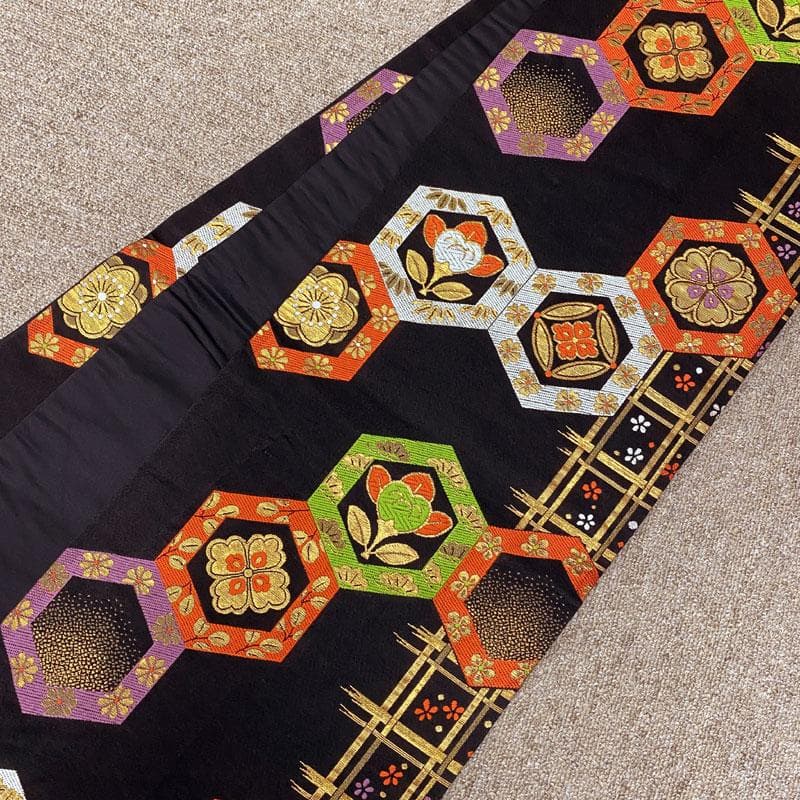 512ag38◎七五三 七歳 女児 アンティーク着物&袋帯&長襦袢 総柄 赤◎