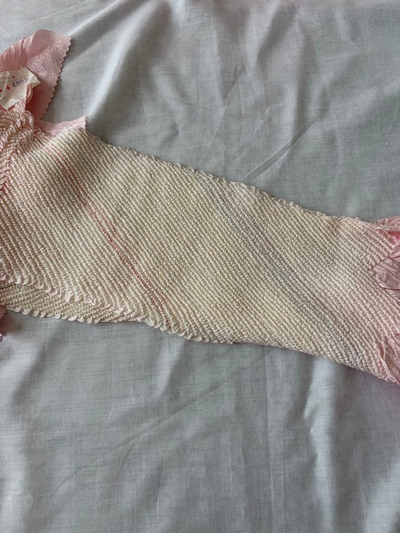 七五三　着物　正絹　アンティーク　レトロ　ピンク７歳　日本髪　結び帯　フルセット