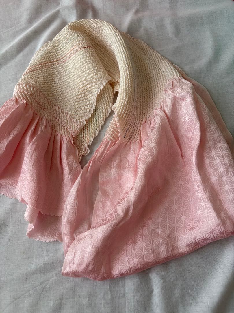 七五三　着物　正絹　アンティーク　レトロ　ピンク７歳　日本髪　結び帯　フルセット