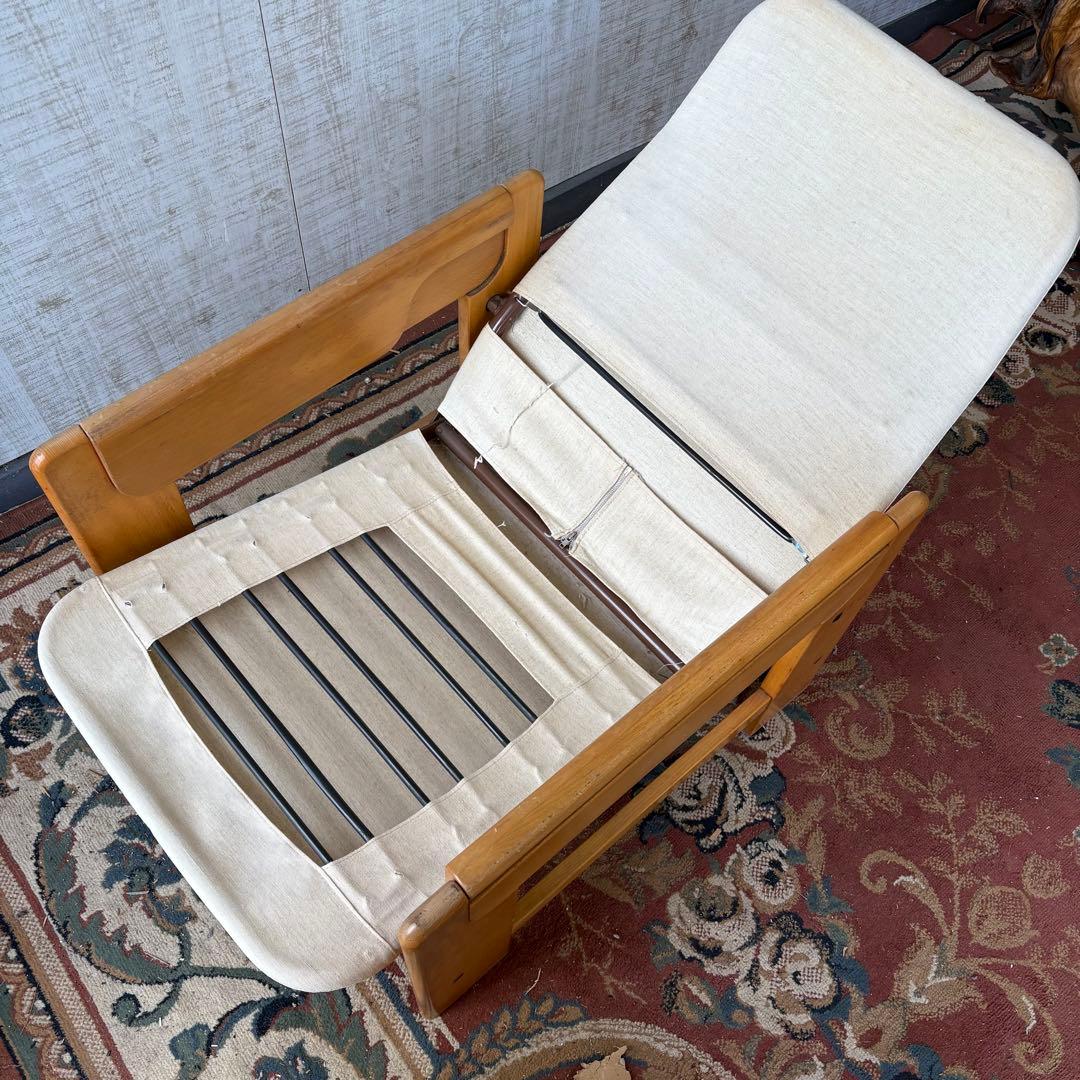 昭和レトロ カリモク 花柄ベロア リクライニングチェア 一人掛けソファー ロビー