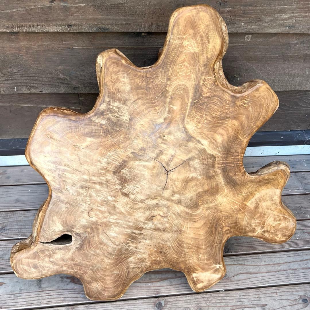 極厚 希少木材 オールドチーク材 切株テーブル 94cm ちゃぶ台 無垢材 机