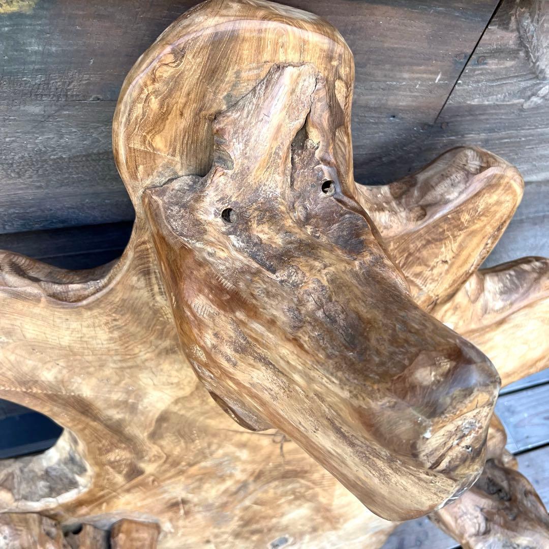 極厚 希少木材 オールドチーク材 切株テーブル 94cm ちゃぶ台 無垢材 机