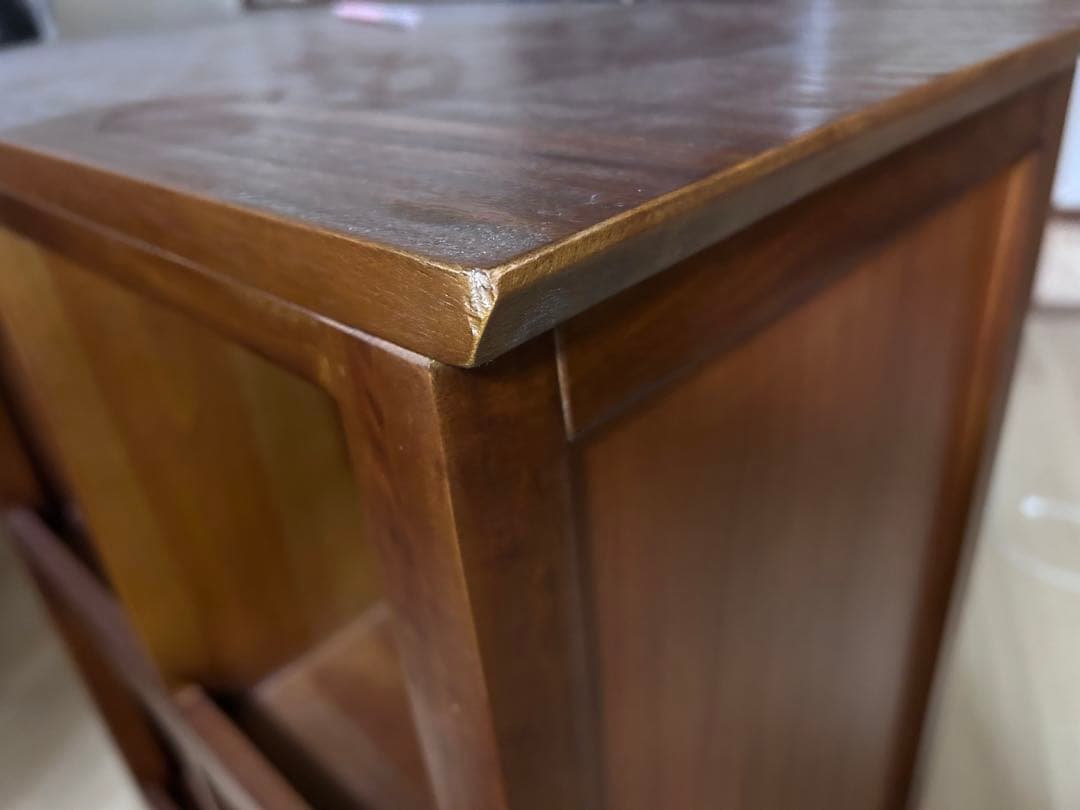 木製本棚 4区画 2引き出し付き