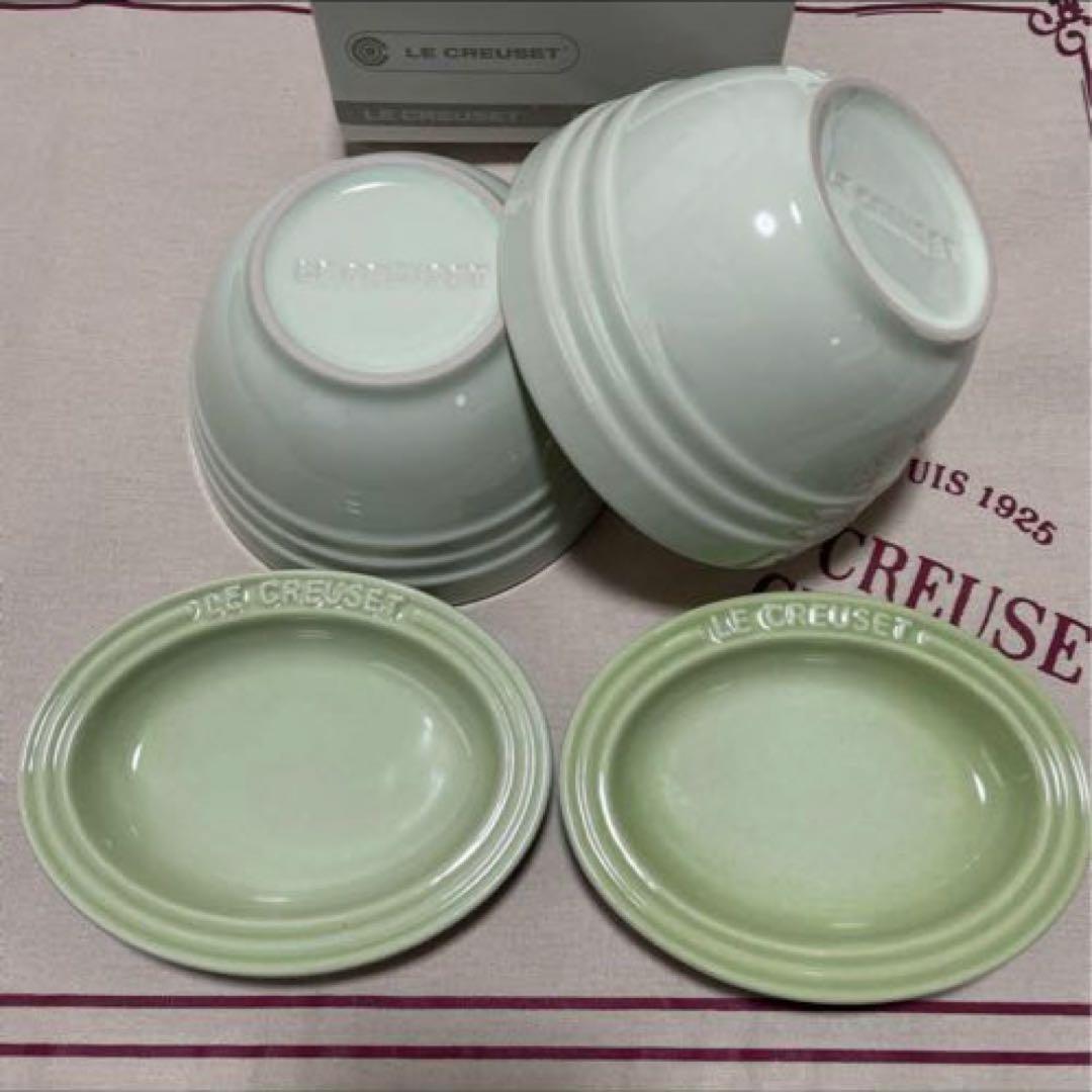 《未使用》ル・クルーゼ ワサビ 食器セット ボウル2個 皿2個