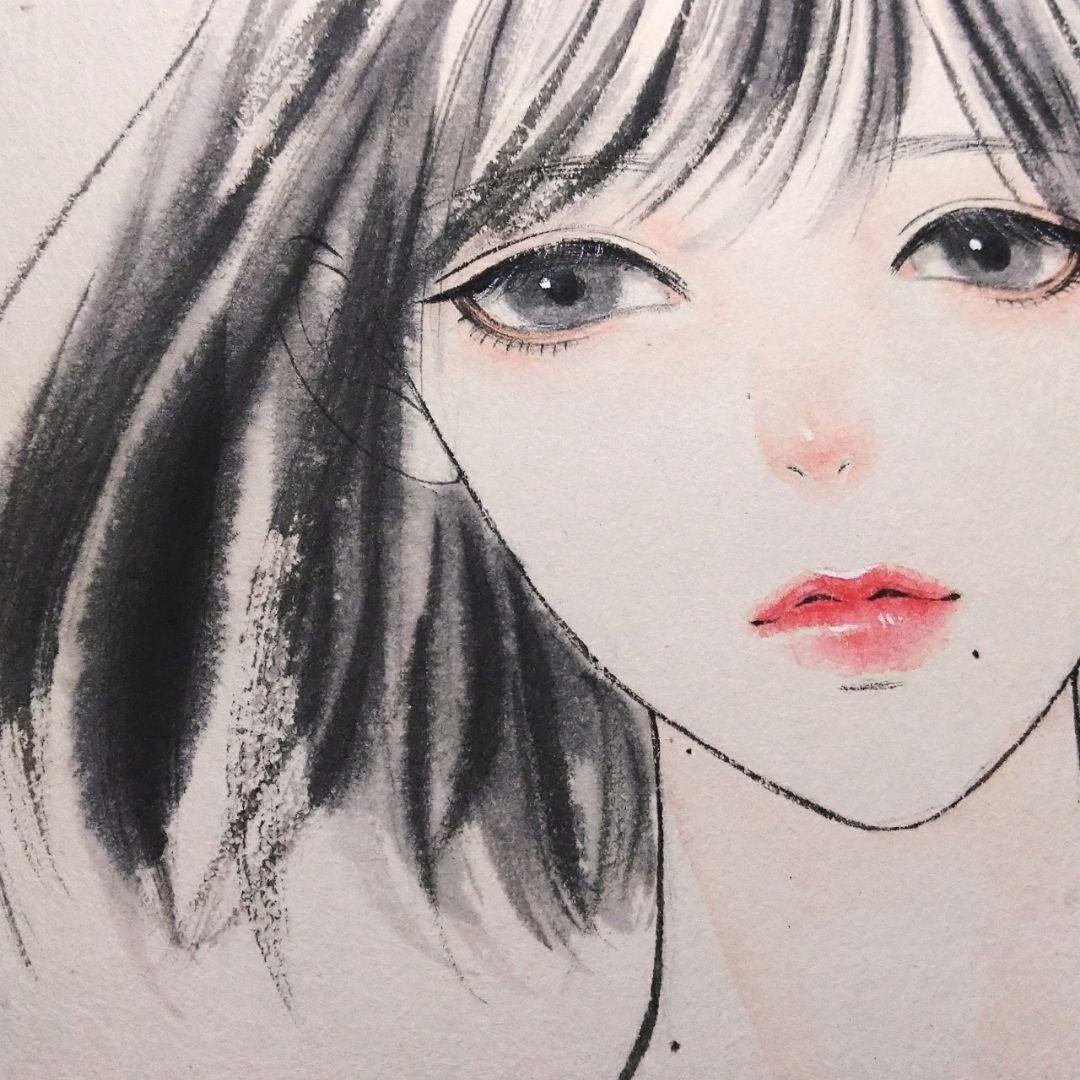 肉筆原画 墨絵 水墨画 美人画 絵画 日本画 - メルカリ