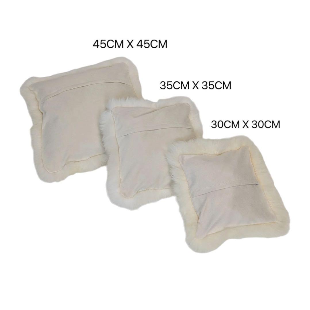 シープスキンクッションカバー片面オリジナル45x45高級天然本物スタイリッシュ