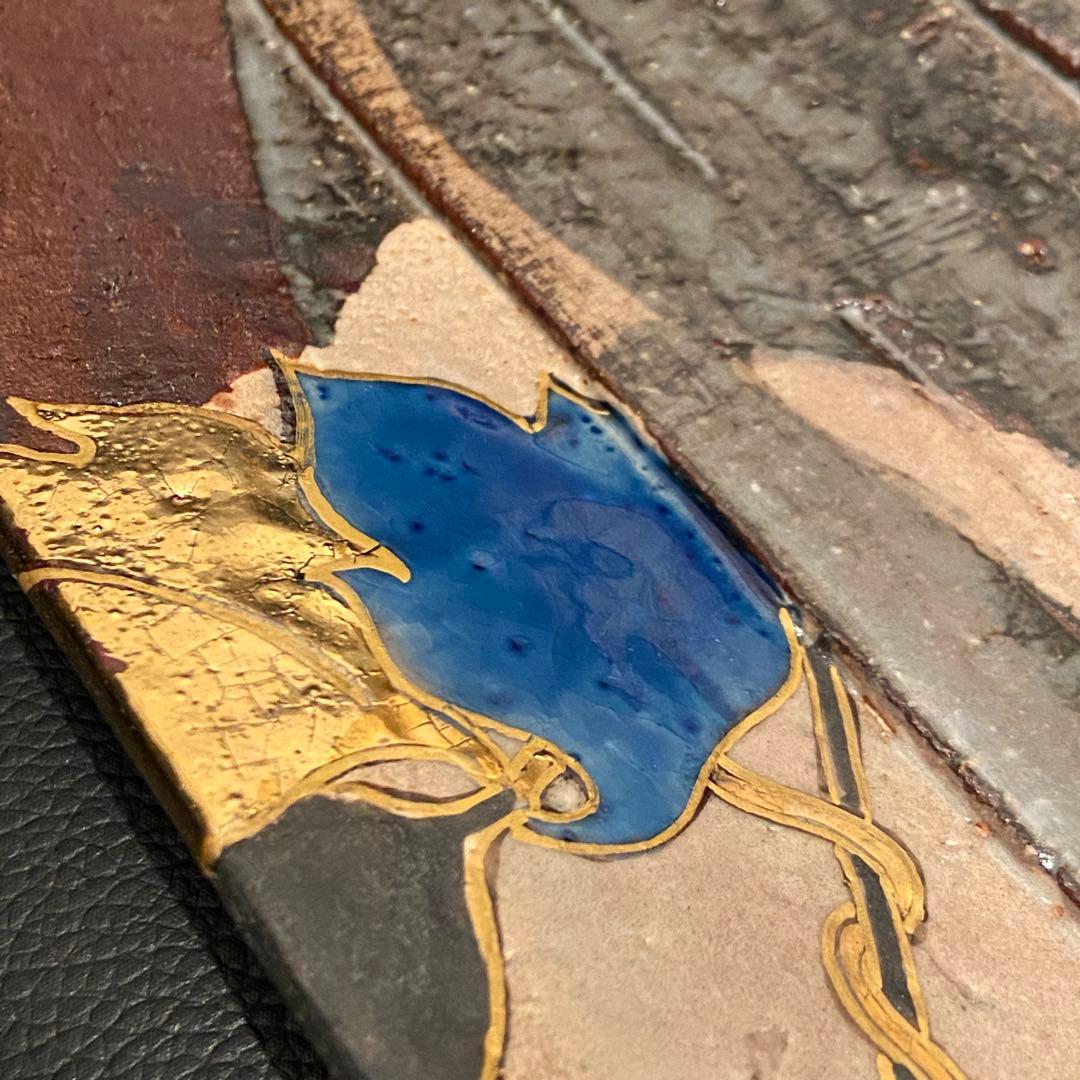 梅山窯 中村卓夫 象嵌色絵 長皿 盛皿 作家もの 共箱 共布 九谷焼 陶器