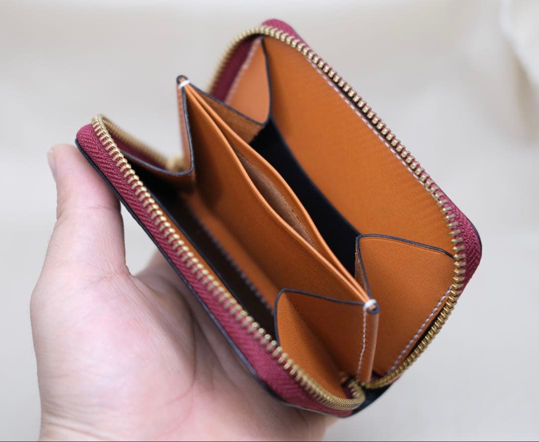 オイルレザー ラウンドファスナー ミニウォレット