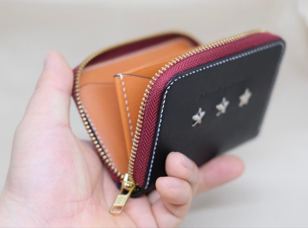 オイルレザー ラウンドファスナー ミニウォレット