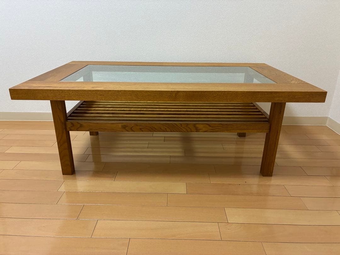 【廃盤】クラッシュゲート　センターテーブル　天然木 ガラス リビングテーブル