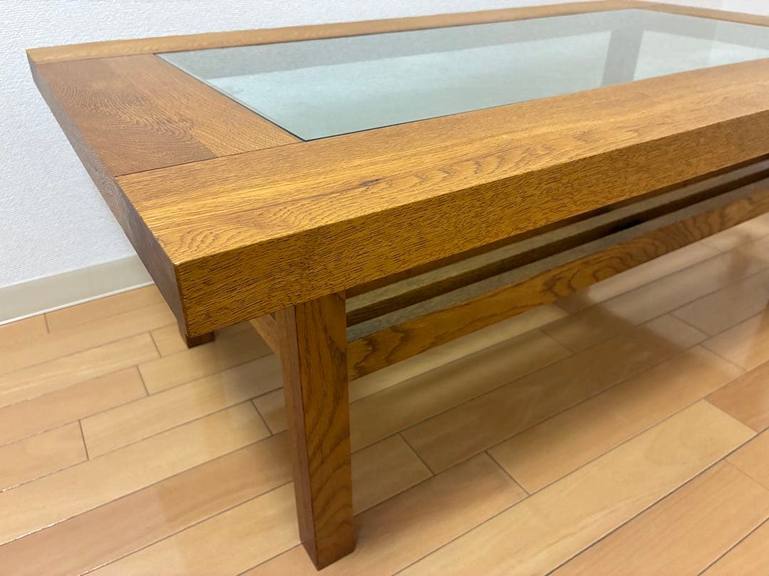 【廃盤】クラッシュゲート　センターテーブル　天然木 ガラス リビングテーブル