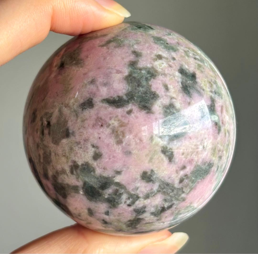 再入荷　レア　高品質　ピンクオパール　グリーントルマリン　共生　スフィア　天然石