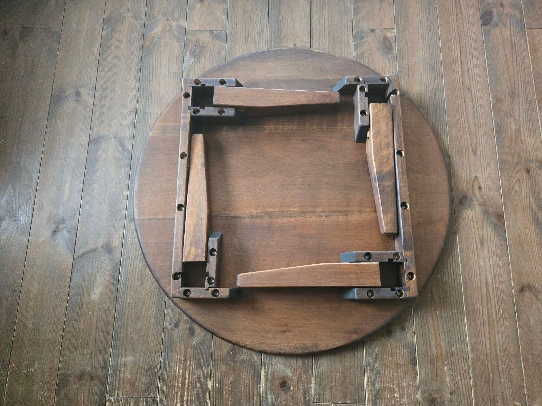 ✨お値下げしました✨無垢ダークブラウンちゃぶ台75φ・家具工房芽生様