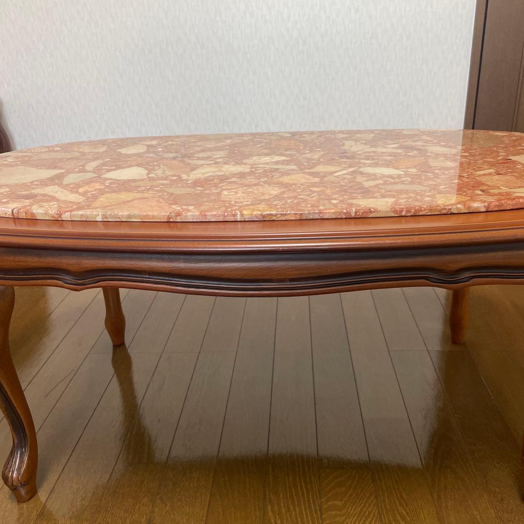 イタリア製 大理石 センターテーブル 猫足