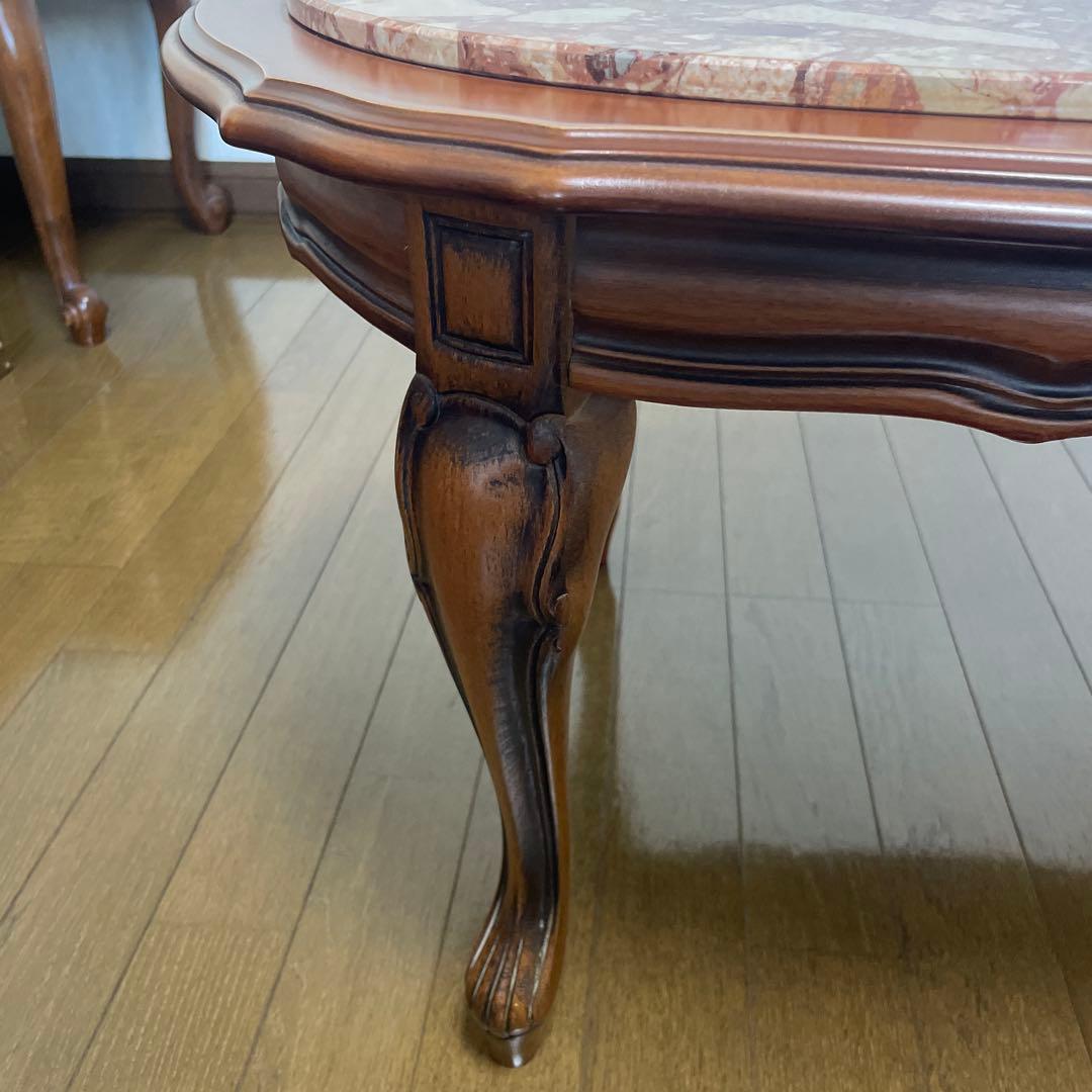 イタリア製 大理石 センターテーブル 猫足