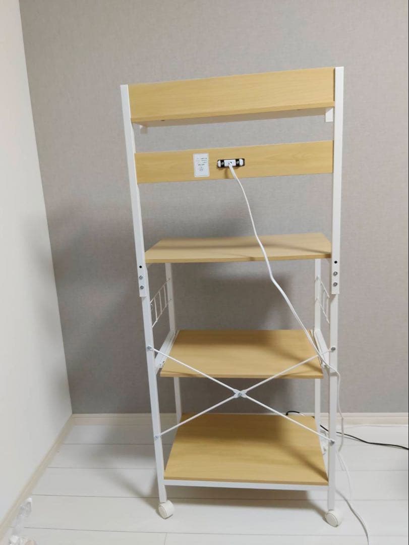 ナチュラル4段レンジ台 キャスター付き(説明欄をよくお読みください。)