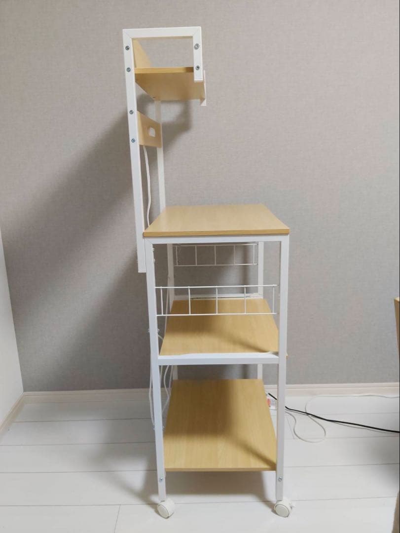 ナチュラル4段レンジ台 キャスター付き(説明欄をよくお読みください。)