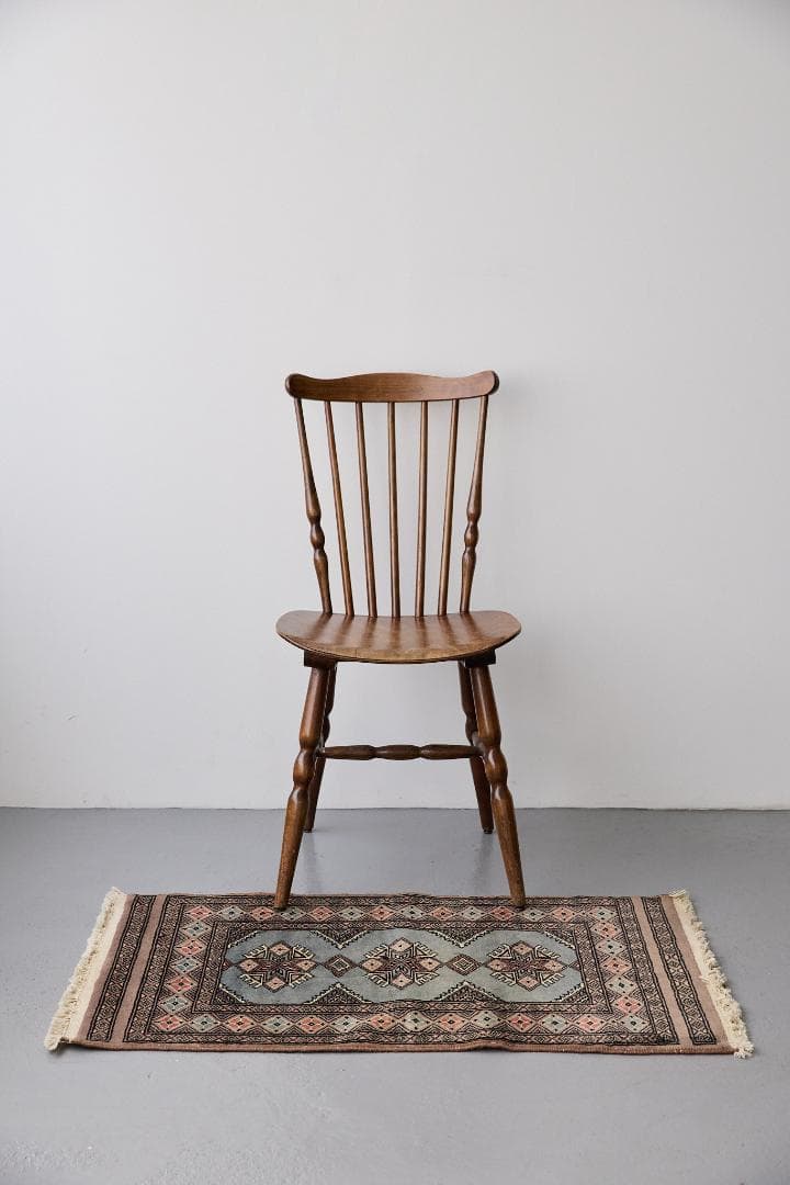 ヴィンテージラグ　トライバルラグ　パキスタン産（100×63cm）青　茶　グレー