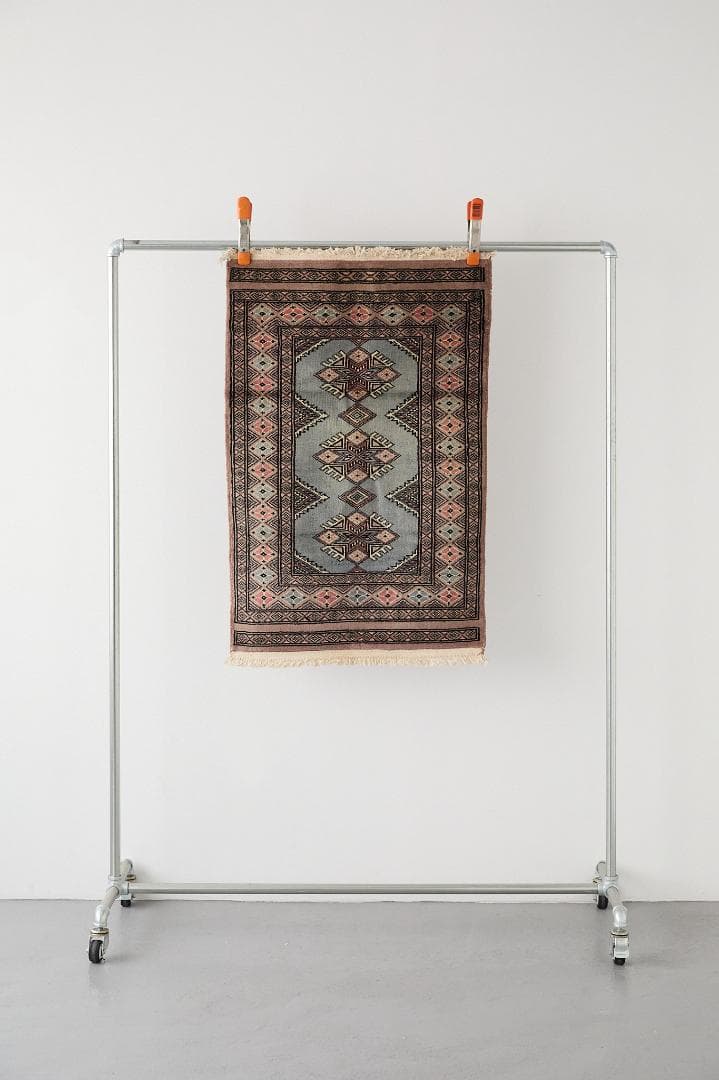 ヴィンテージラグ　トライバルラグ　パキスタン産（100×63cm）青　茶　グレー